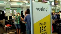 Thousands of Vueling passengers' suitcases piled up in Barcelona's El Prat airport.