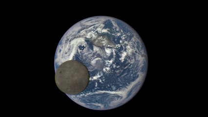 Moon passing in Front of the Earth seen from 1 million Miles Away