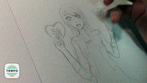 Inking/Line Art: Anime girl drawing(X4 speed)
