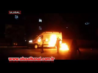 Hasta almaya giden ambulansa molotoflu saldırı! İşte o anlar