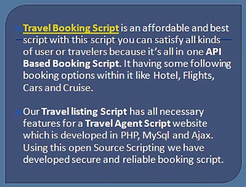 Travel booking script, Taxi booking script