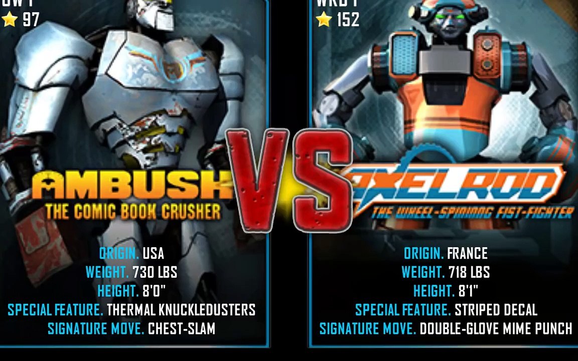 Real Steel WRB Ambush (UW I - 97) VS Axelrod (WRB I - 152) NEW UPDATE (Живая Сталь)