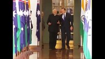 PM Modi and Australia PM Tony Abbott at the Australian Parliament