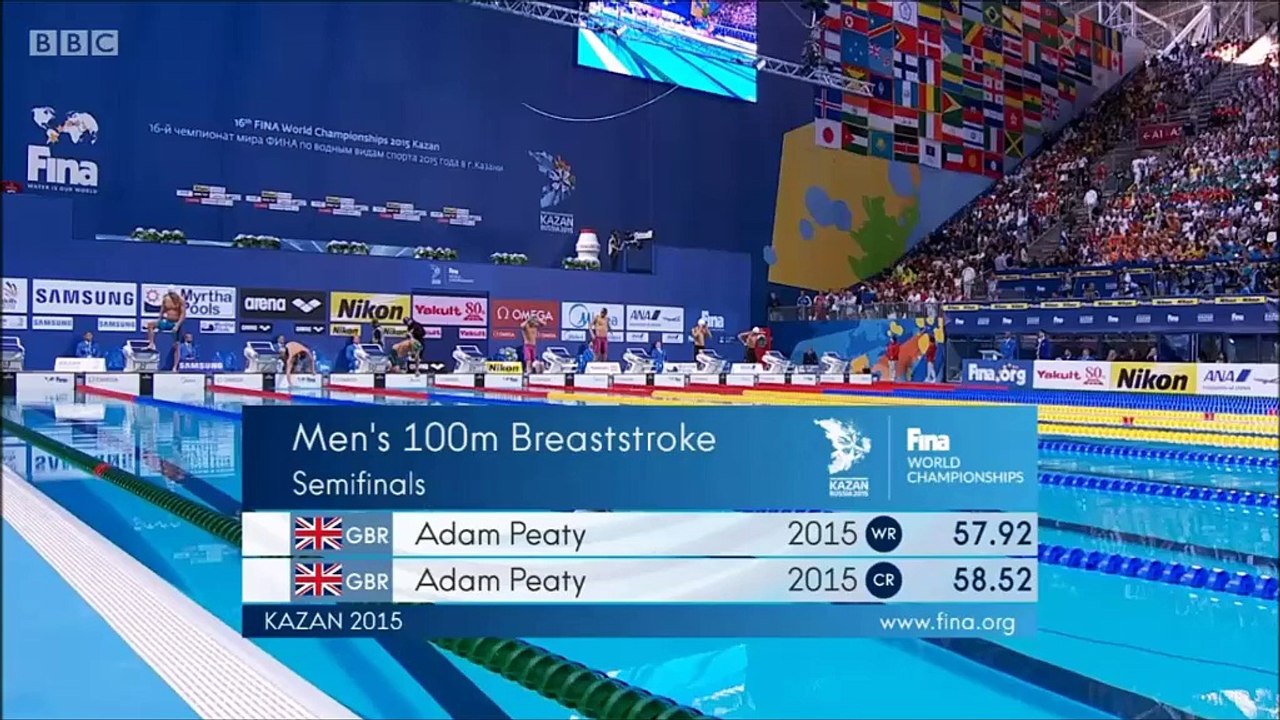 100m brasse H (demi-finales) - ChM 2015 natation