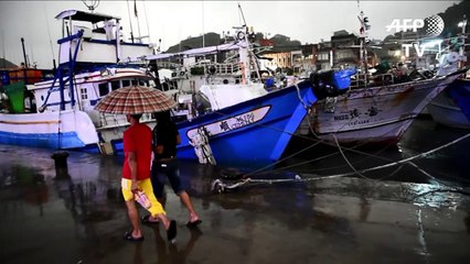 Fishing boats moored as Taiwan braces itself for typhoon