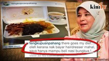 Dandan rambut mahal, Tunku Azizah makan nasi bungkus