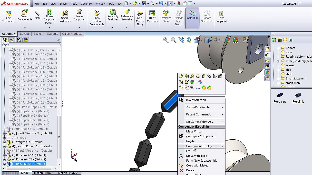 Rope Animation in SolidWorks