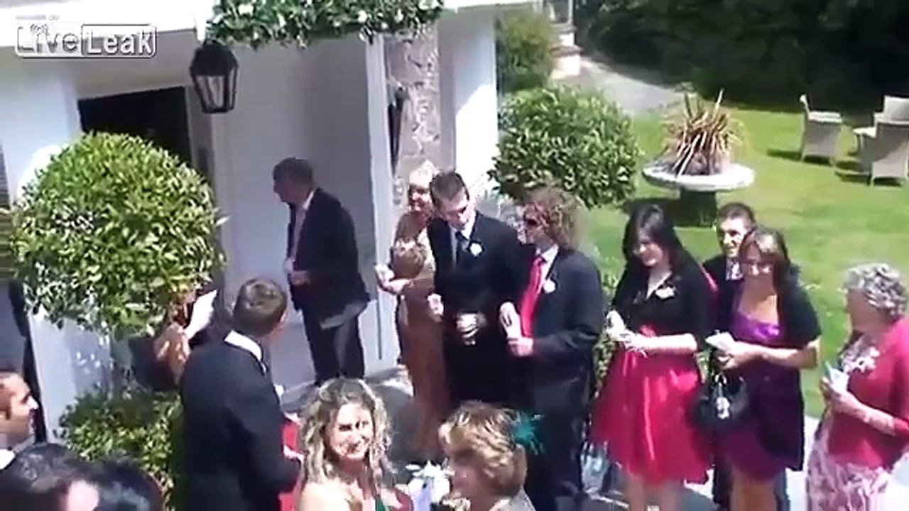 granny throws drink over Bride and Groom, oops!!
