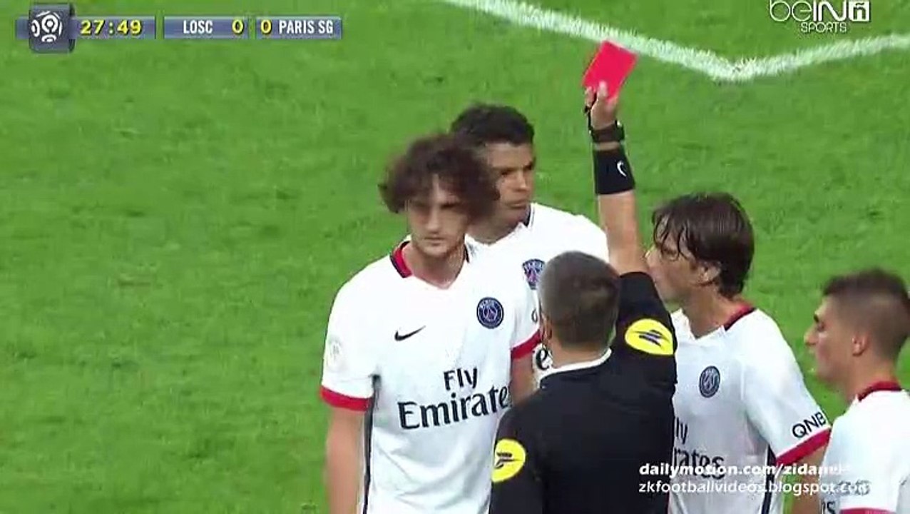 Adrien Rabiot Dismissal (Red Card)  HD - Lille v. Paris Saint-Germain - Ligue 1 07.08.2015