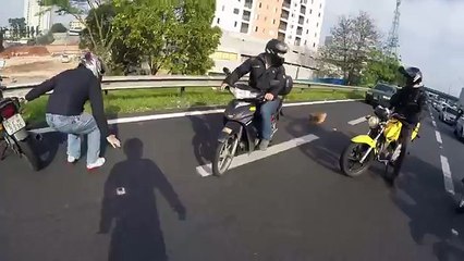 Mira cómo un grupo de motociclistas rescataron a un perro en la autopista