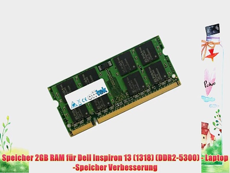 Speicher 2GB RAM f?r Dell Inspiron 13 (1318) (DDR2-5300) - Laptop-Speicher Verbesserung
