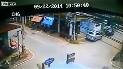LiveLeak - Collision between bike and car at intersection-copypasteads.com