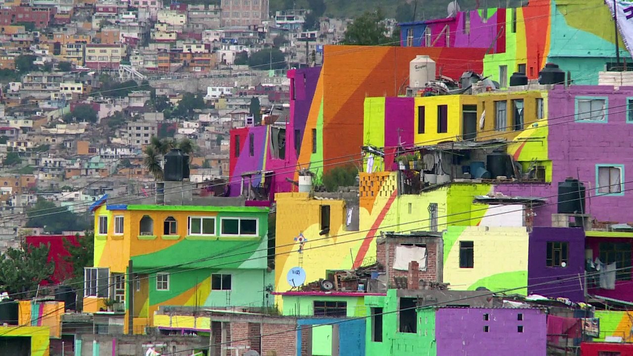 Um mural de moradias