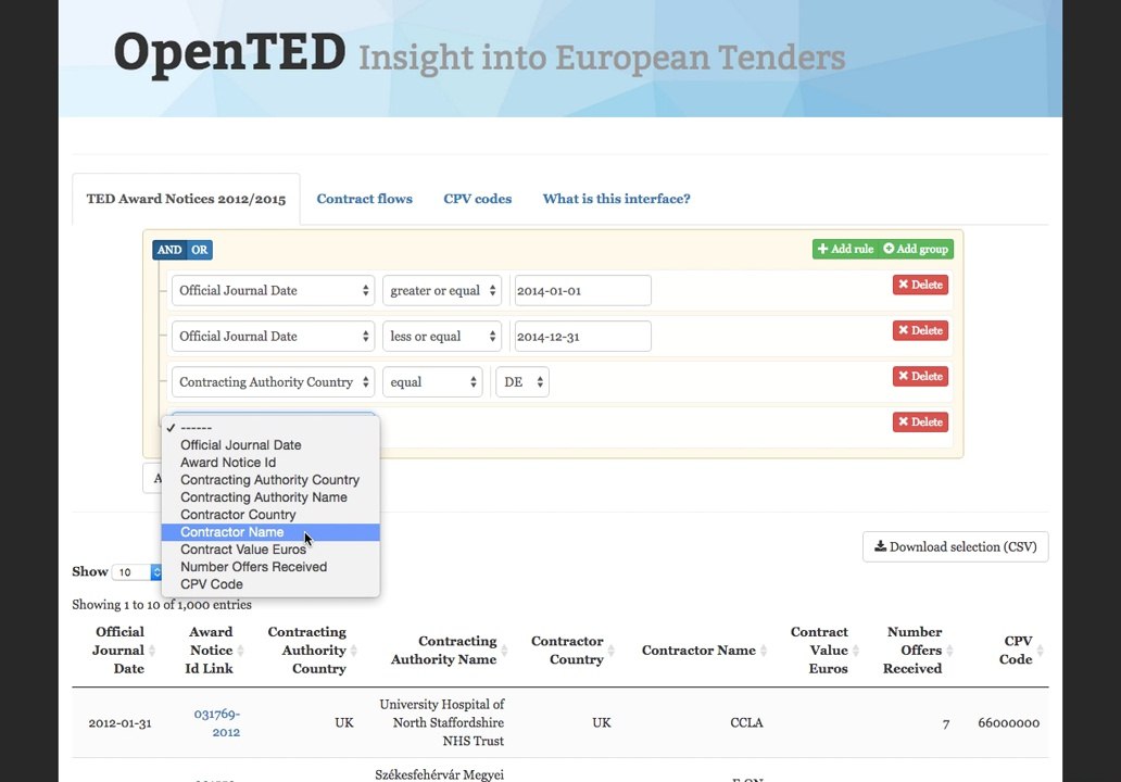 Open TED browsing interface