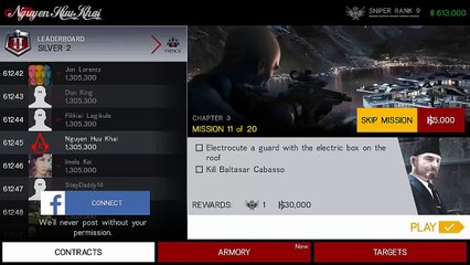 Hitman Sniper Chapter 3 Mission 11 - Electrocute a guard on the roof