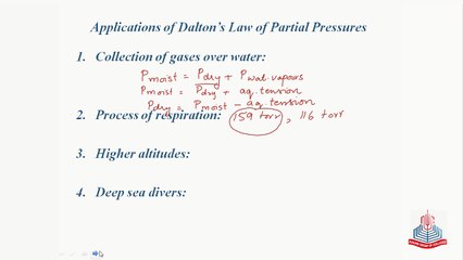 Applications of Dalton's Law of partial pressure, Diffusion and Effusion and Graham's law of Diffusion