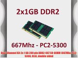 Dual Channel Kit 2x 1 GB 200 pin DDR2-667 SO-DIMM (667Mhz PC2-5300 CL5) double sided