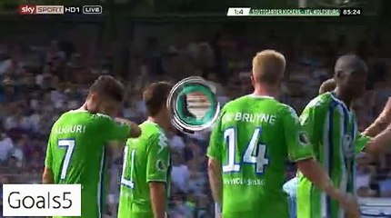 Nicklas Bendtner Goal Stuttgarter Kickers 1 - 4 Wolfsburg DFB Pokal 8-8-2015