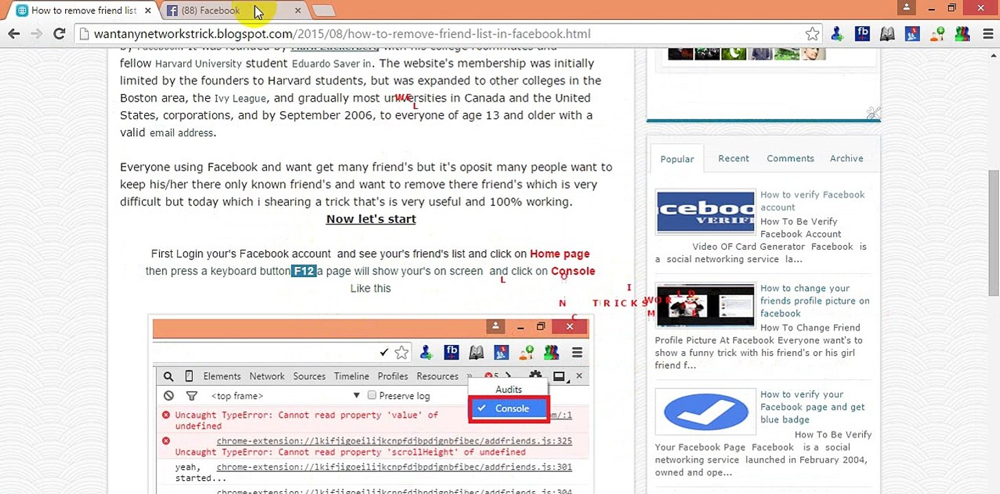 How to remove friend list in facebook