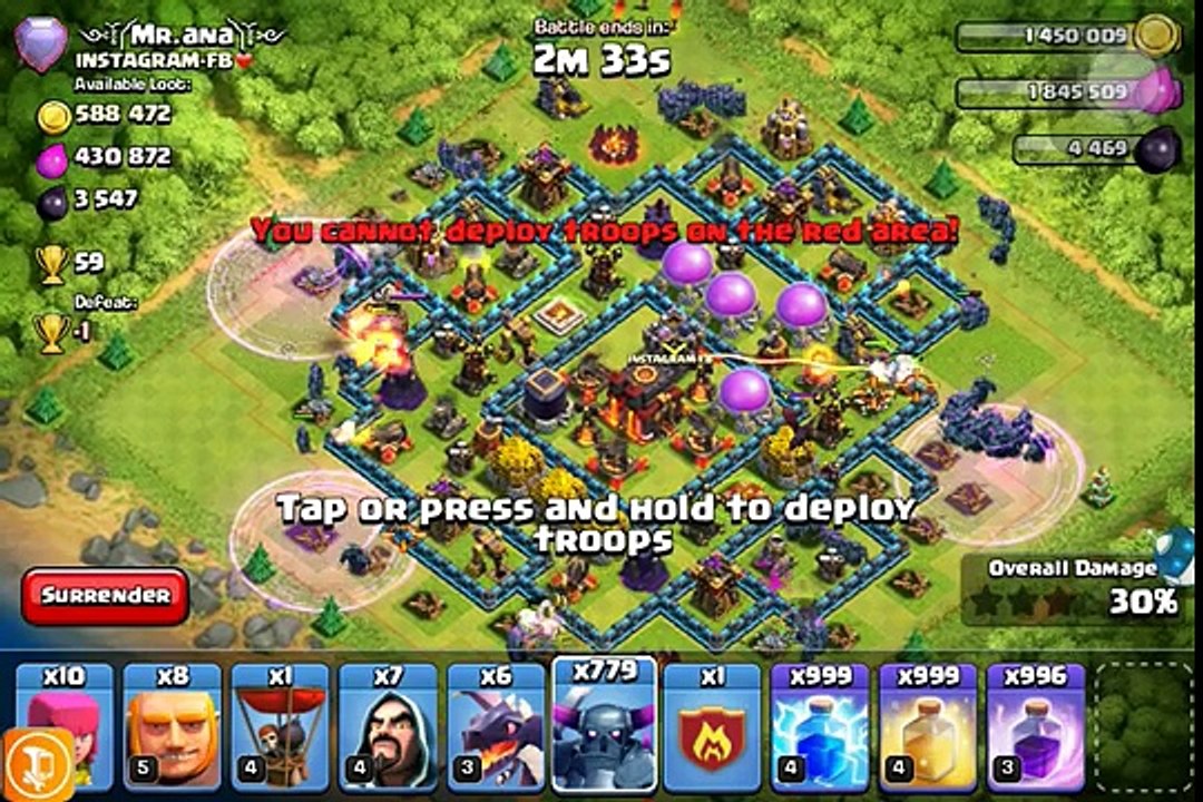 Clash of Clans - Attacking top 1 player - All Peeka