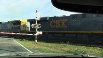 CSX: Mixed freight train at Fieldcrest Rd. railroad crossing near Laurel Hill NC