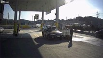 LiveLeak - Car crashes and slides on its side through gas station-copypasteads.com