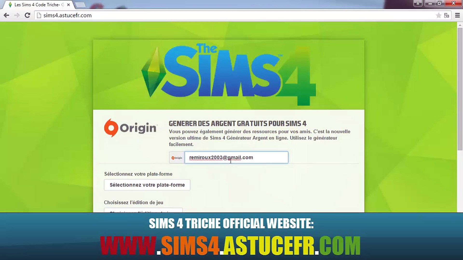 Code Triche Sims 4 Argent