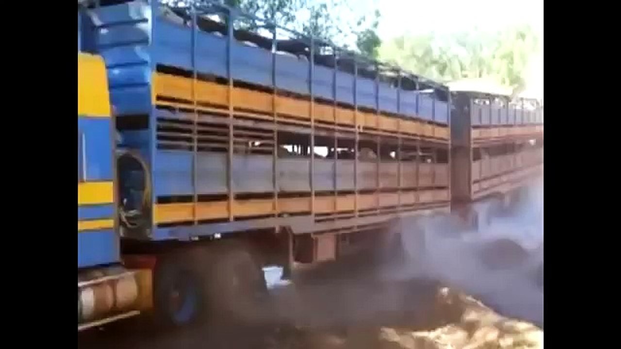 Trucks and Train Through Water JGV
