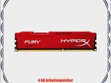 HyperX Fury HX318C10FR/4 Arbeitsspeicher 4GB (1866MHz CL10) DDR3-RAM rot