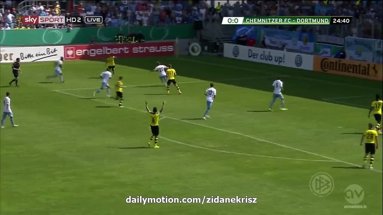 0-1 Pierre-Emerick Aubameyang Goal | Chemnitzer v. Borussia Dortmund - DFB Pokal 09.08.2015