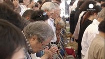 ادای احترام به قربانیان حمله اتمی آمریکا به ناگازاکی، در هفتادمین سالگرد این فاجعه