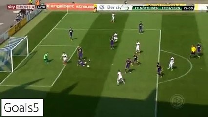Robert Lewandowski Goal FC Nottingen 1 - 3 Bayern DFB Pokal 9-8-2015