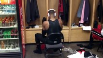 The Heat's Big 3 in the locker room before Game 1 of the 2012 NBA Finals (6.12.12)