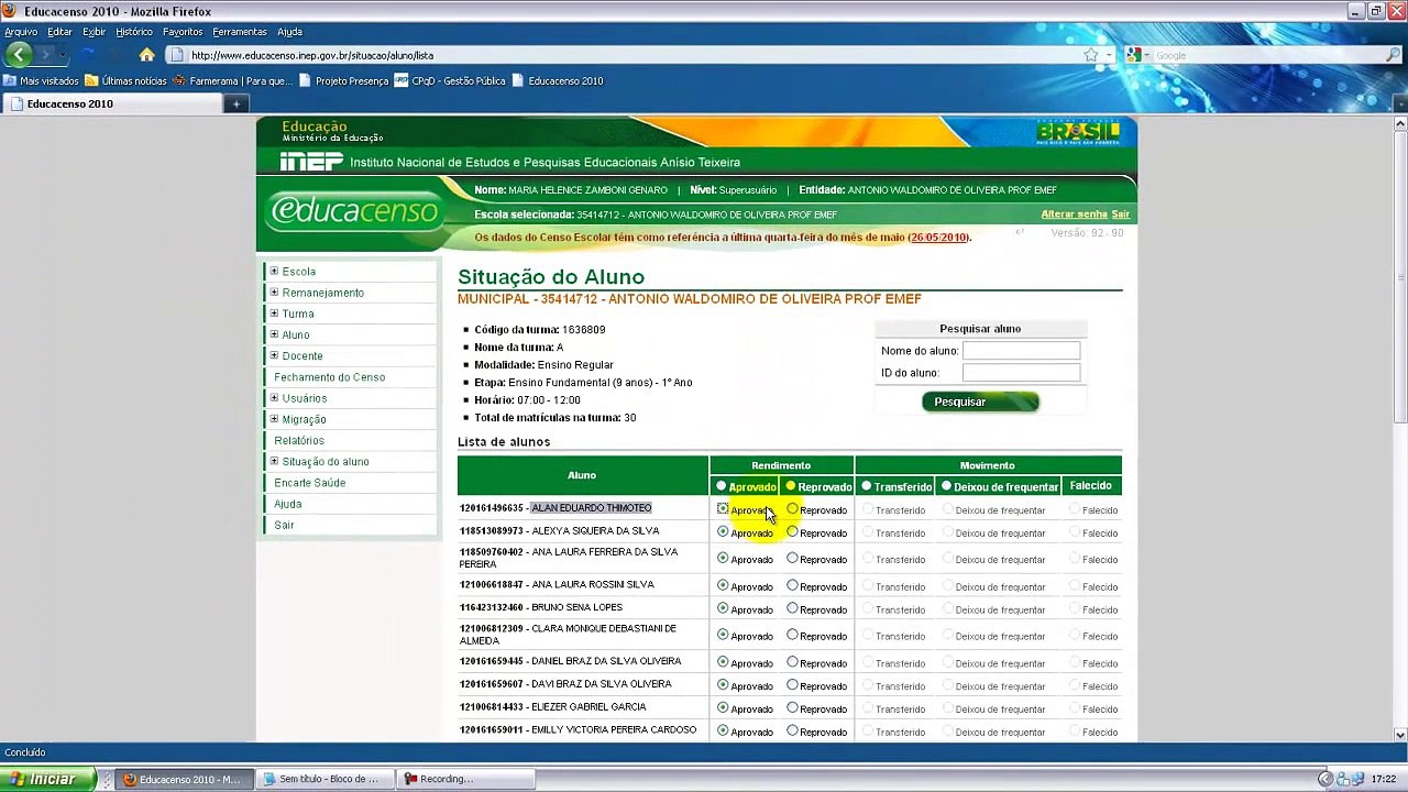 CENSO Situação Aluno