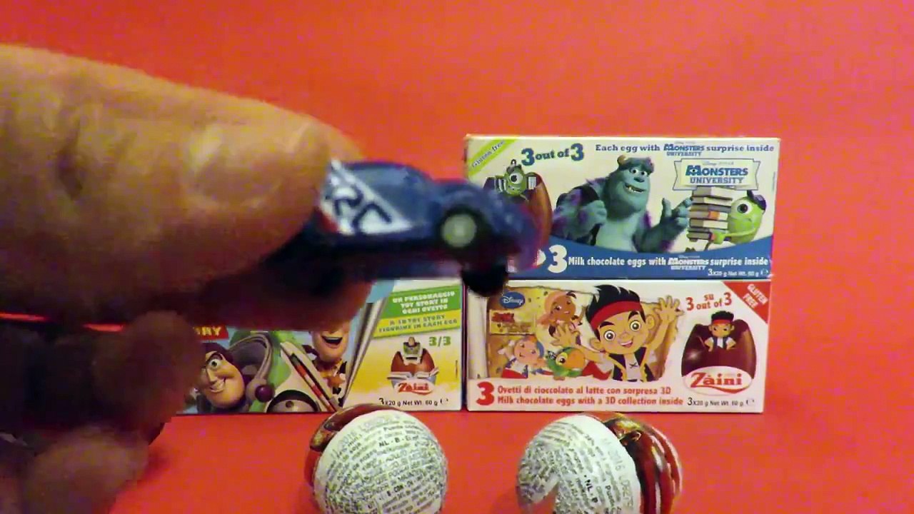 Disney Pixar Cars Disney Princess Mickey Mouse Big Chocolate Surprise Eggs Unboxing