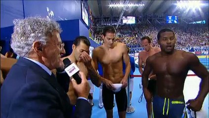 La joie des Français, médaillés de bronze au relais 4x100 m 4 nages : "C'est la cerise sur le gâteau !"