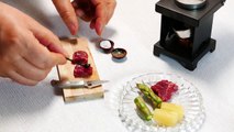 Pocket Cooking Steak & Asparagus 4K Tiny Food Mini Food ミニチュア 料理 미니 요리