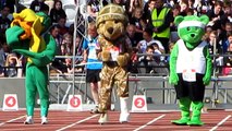 Mascot 100m race at the new 2012 Olympic Stadium London Gold Challenge