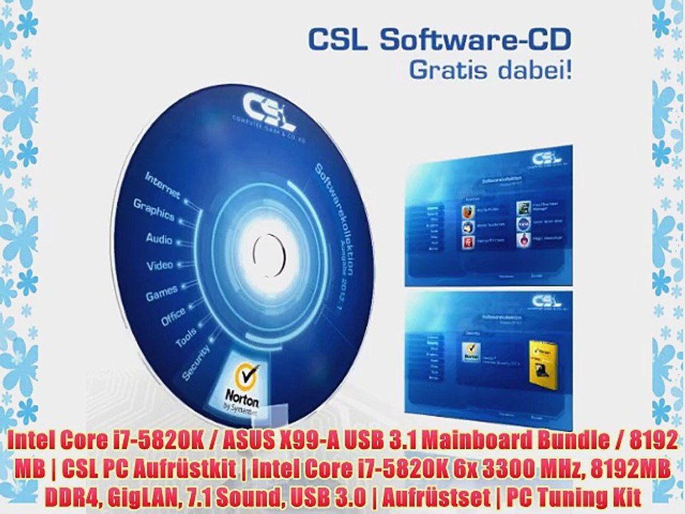 Intel Core i7-5820K / ASUS X99-A USB 3.1 Mainboard Bundle / 8192 MB | CSL PC Aufr?stkit | Intel