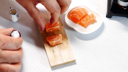 Pocket Cooking Salmon Steak 4K Tiny Food Mini Food