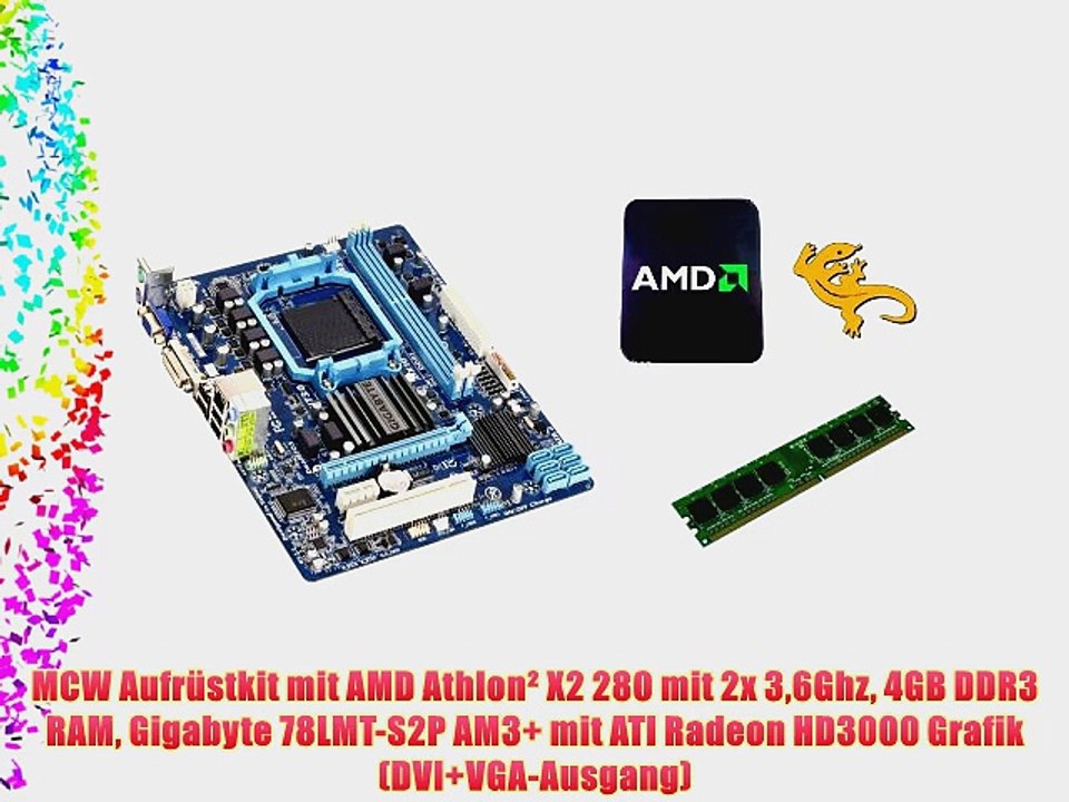 MCW Aufr?stkit mit AMD Athlon? X2 280 mit 2x 36Ghz 4GB DDR3 RAM Gigabyte 78LMT-S2P AM3  mit