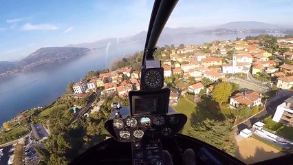 Ezio Denti in elicottero sorvolando il Lago Maggiore