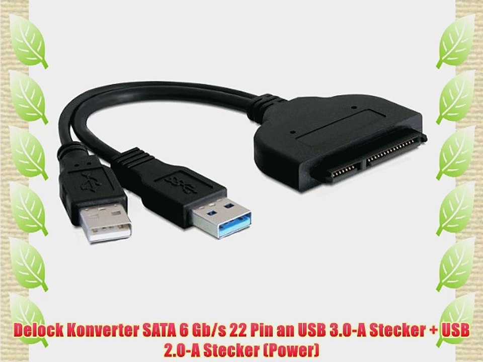 Delock Konverter SATA 6 Gb/s 22 Pin an USB 3.0-A Stecker   USB 2.0-A Stecker (Power)