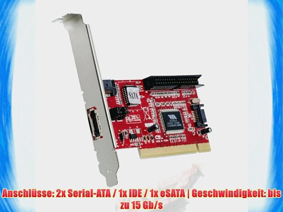 CSL - PCI Controller Karte | 2x SATA | 1x IDE | 1x eSATA | RAID: Level 0 1 JBOD | Chipsatz
