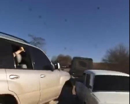 Massive road rage with guys firing in the air in Russia!