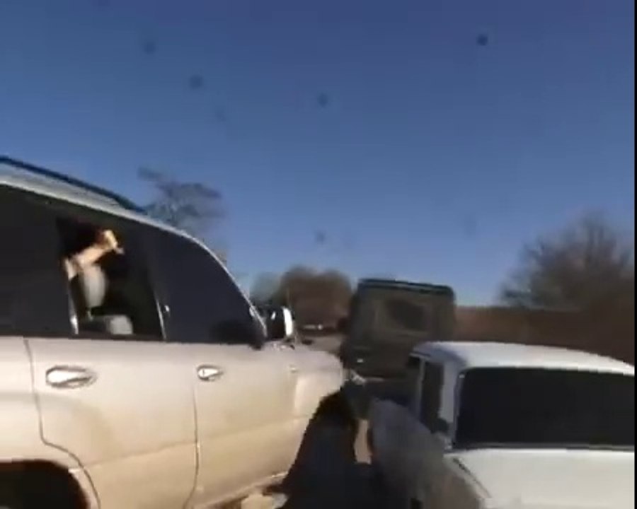 Massive road rage with guys firing in the air in Russia!