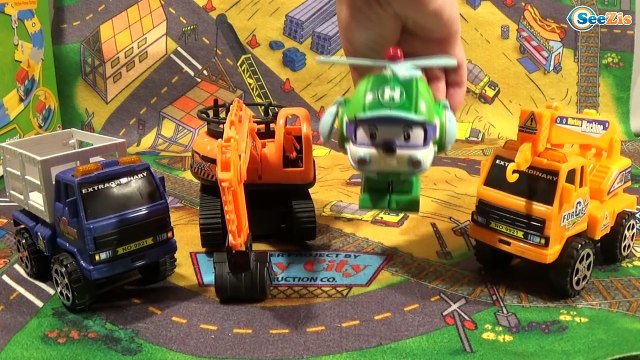 Мультфильмы про Машинки Робокар Поли и Город Машинок Экскаватор Кран Грузовик собирают клубнику.