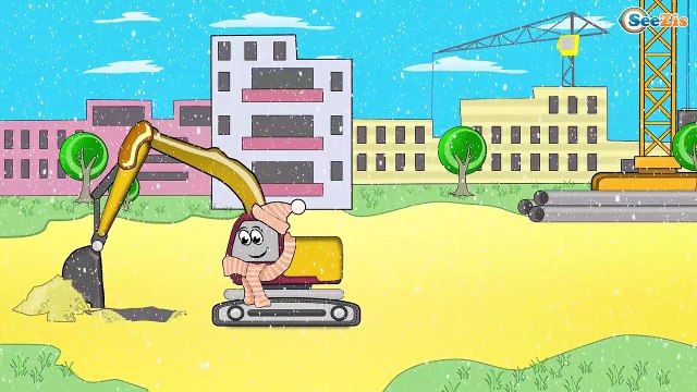 ✔ Мультики про Машинки: Экскаватор на строительной площадке. Автокран Шутник!