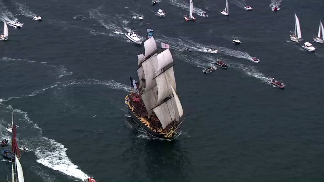 Après des mois de navigation, l'Hermione est de retour en France
