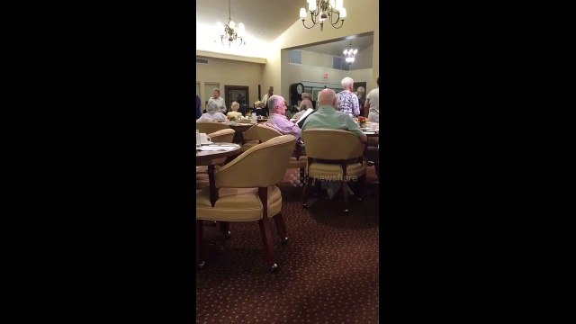 Retirement home resiedents sing Oh When the Saints